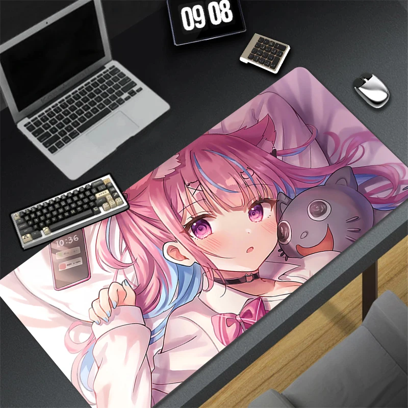 

XL Mouse Pad PC Pink Sexy Anime Girls Keyboard Rug Large Kawaii Gaming Accessories Mousepad Laptop Hololive Minato Aqua Desk Mat