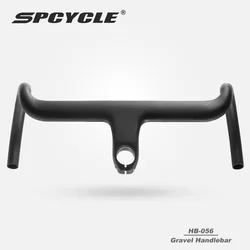 Spcycle Aero Carbon Gravel Handlebar Full Hidden Cable OD2 28.6mm 31.8mm Road Bike Integrated Handlebar Stem Bicycle Parts