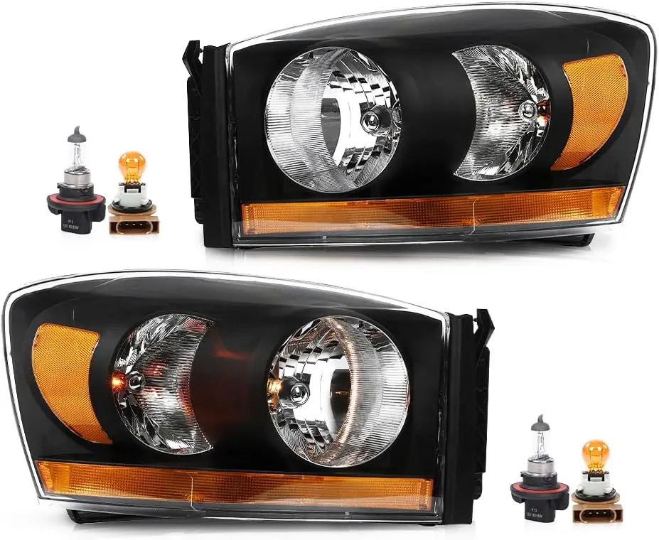 

Headlights Headlamps w/Light Bar Left and Right Sides 1 Pair Compatible with Dodge Ram 1500 2006-2008 /Fit Dodge Ram 2500 3500 2