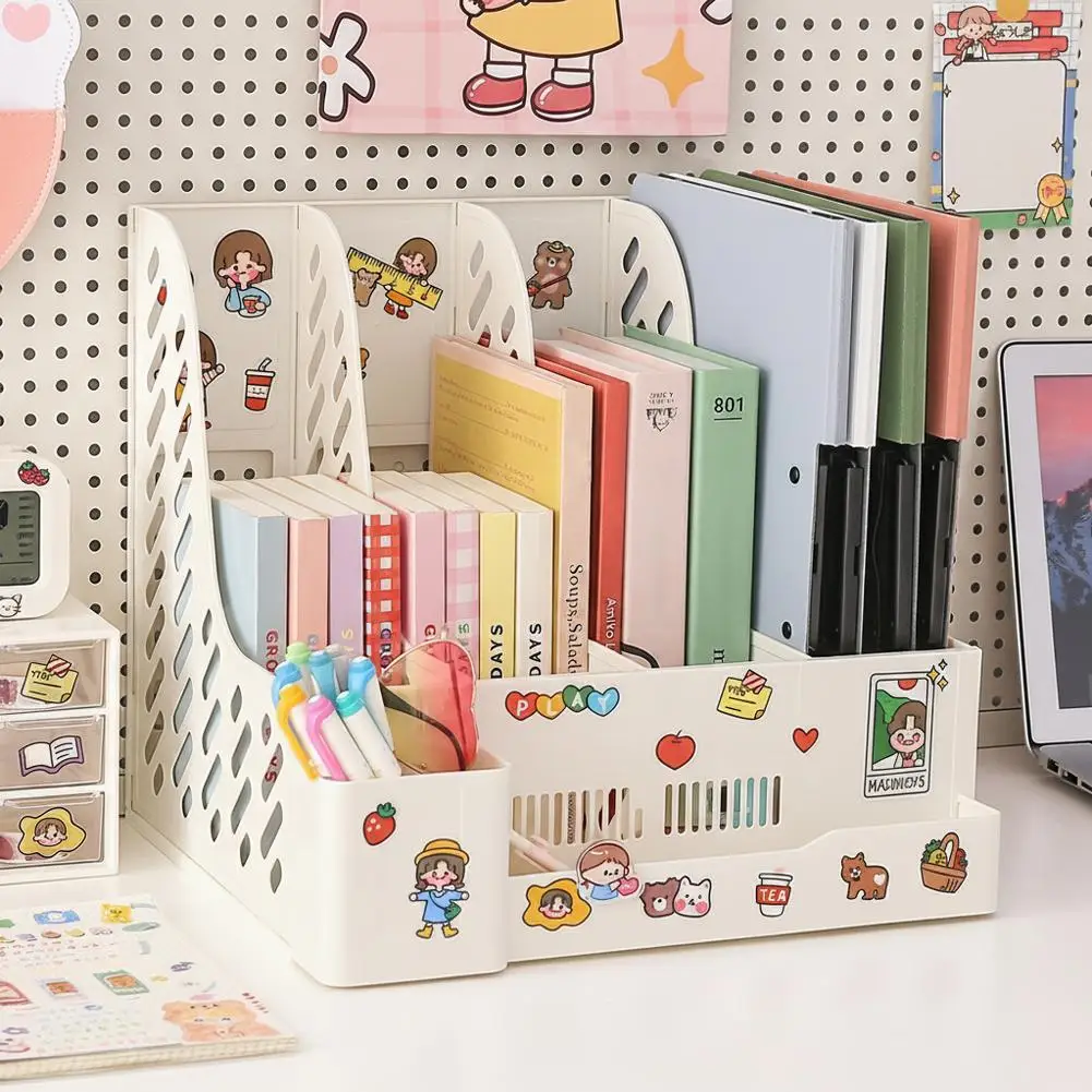 

Kawaii Desk Organizer Creative Book Storage File Tray Stand Box Bookends for Office Home Stationery