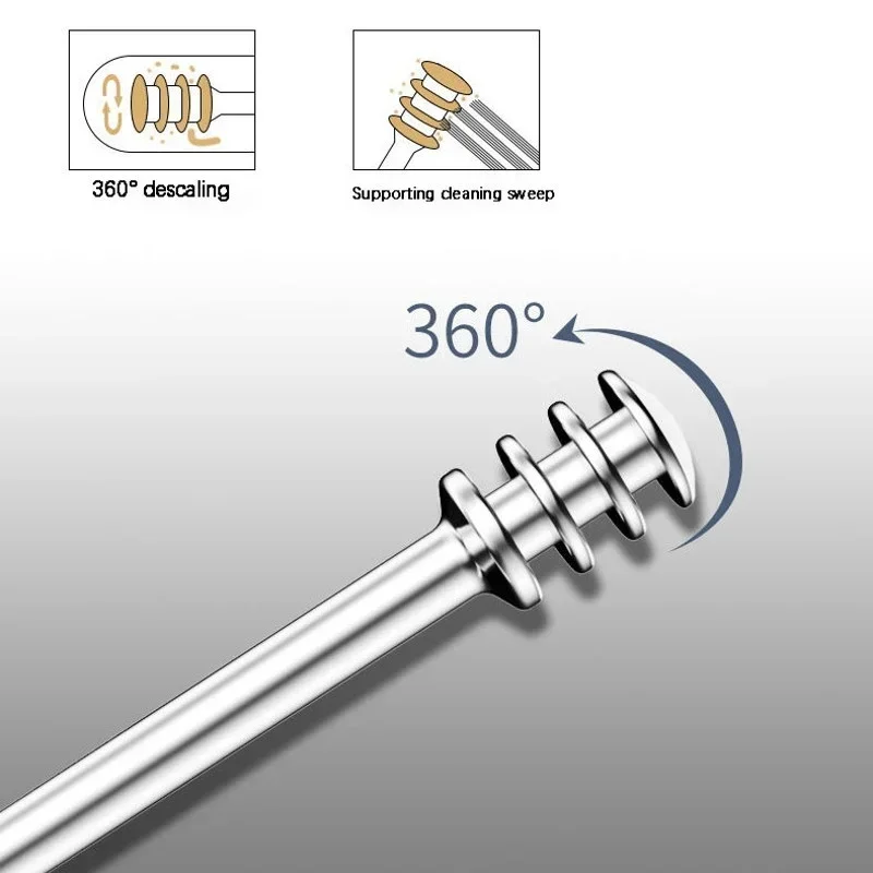 6pcs Removal Rotating EarPicking StainlessWax Tool Steel Ear Set Spiral Spoon Ear Picker Spoon For Cleaning Collecting Ear Wax