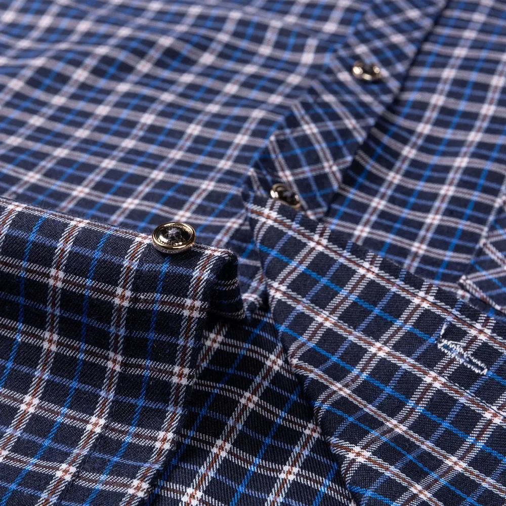 Camisa a cuadros para hombre, camisa informal de manga larga con botones, ajuste Delgado, diseño de bolsillo suave a cuadros, ropa de viaje para primavera y otoño, novedad