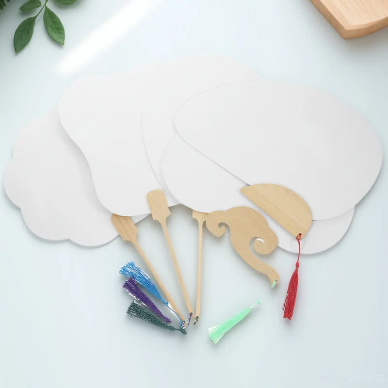 

5pcs Blank Round Hand Fans Creative Graffiti Fans Diy Painting Paper Chinese Art Round For Durable Premium Material