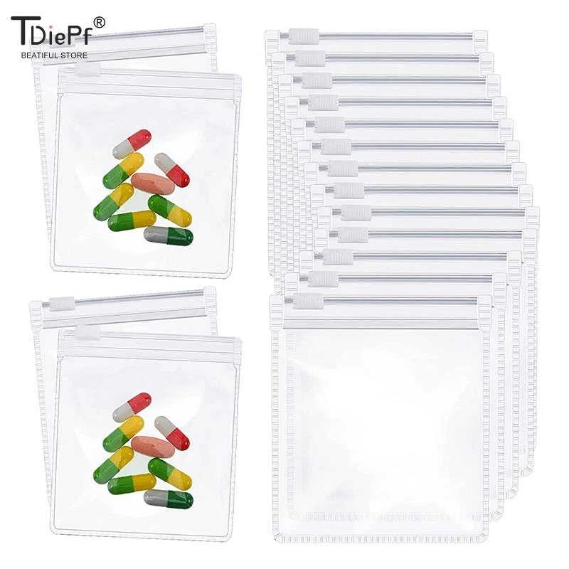 5/10Pcs  Pill Pouch Bags Zippered Pill Pouch Reusable Pill Bags Clear Pill Bags Self Sealing Travel Medicine Organizer Storage