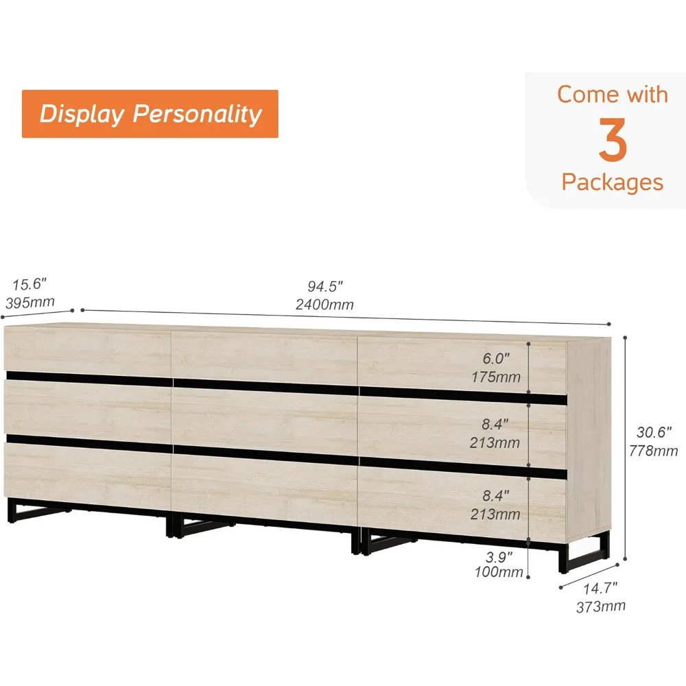 

Современная подставка под телевизор для телевизоров до 100 дюймов, ТВ-консоль развлекательного центра с 9 ящиками и металлическим основанием, медиаконсоль