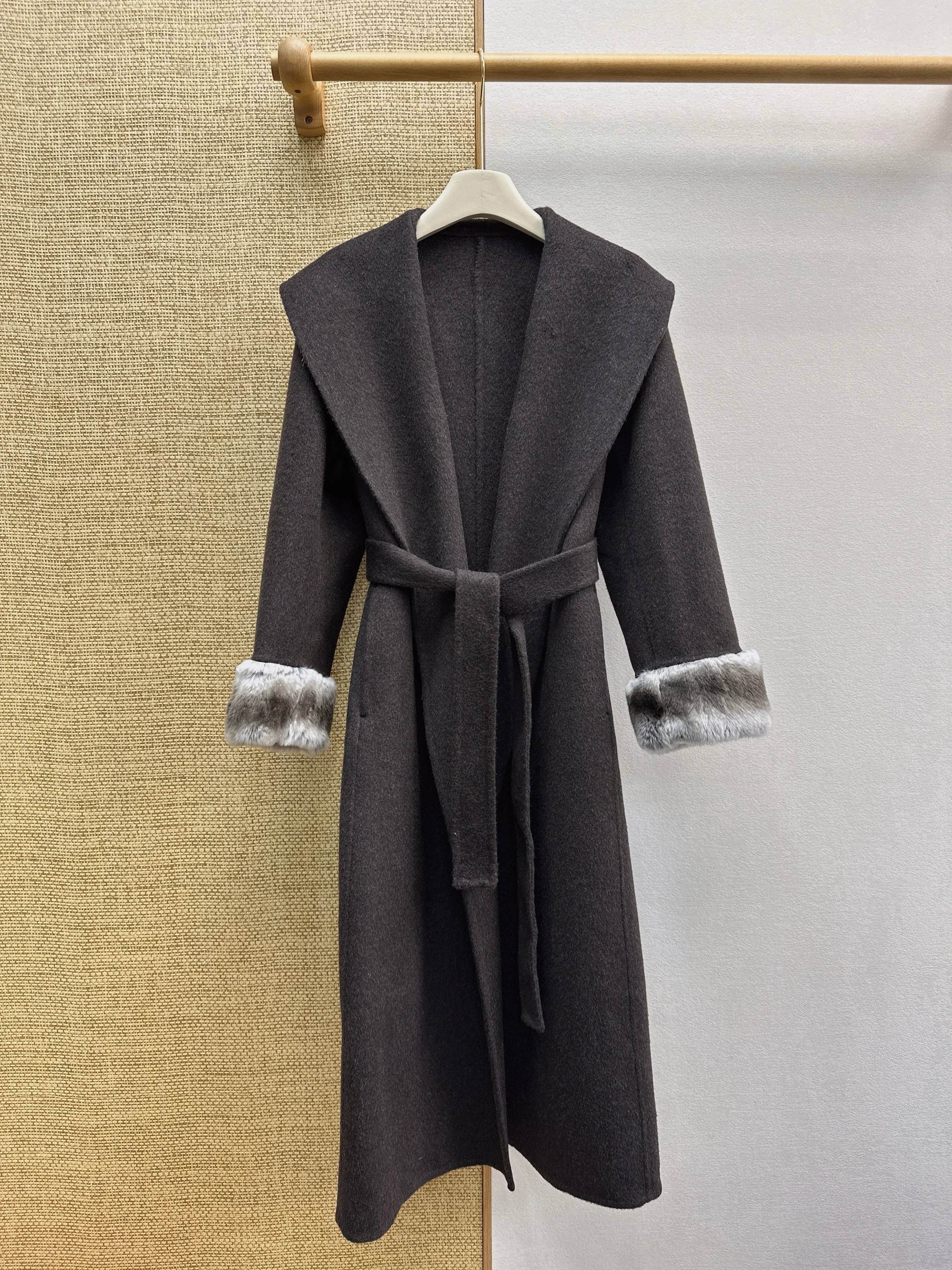 Women Large Lapel Long Double Faced Wool Coat Fall Winter New Outerwear