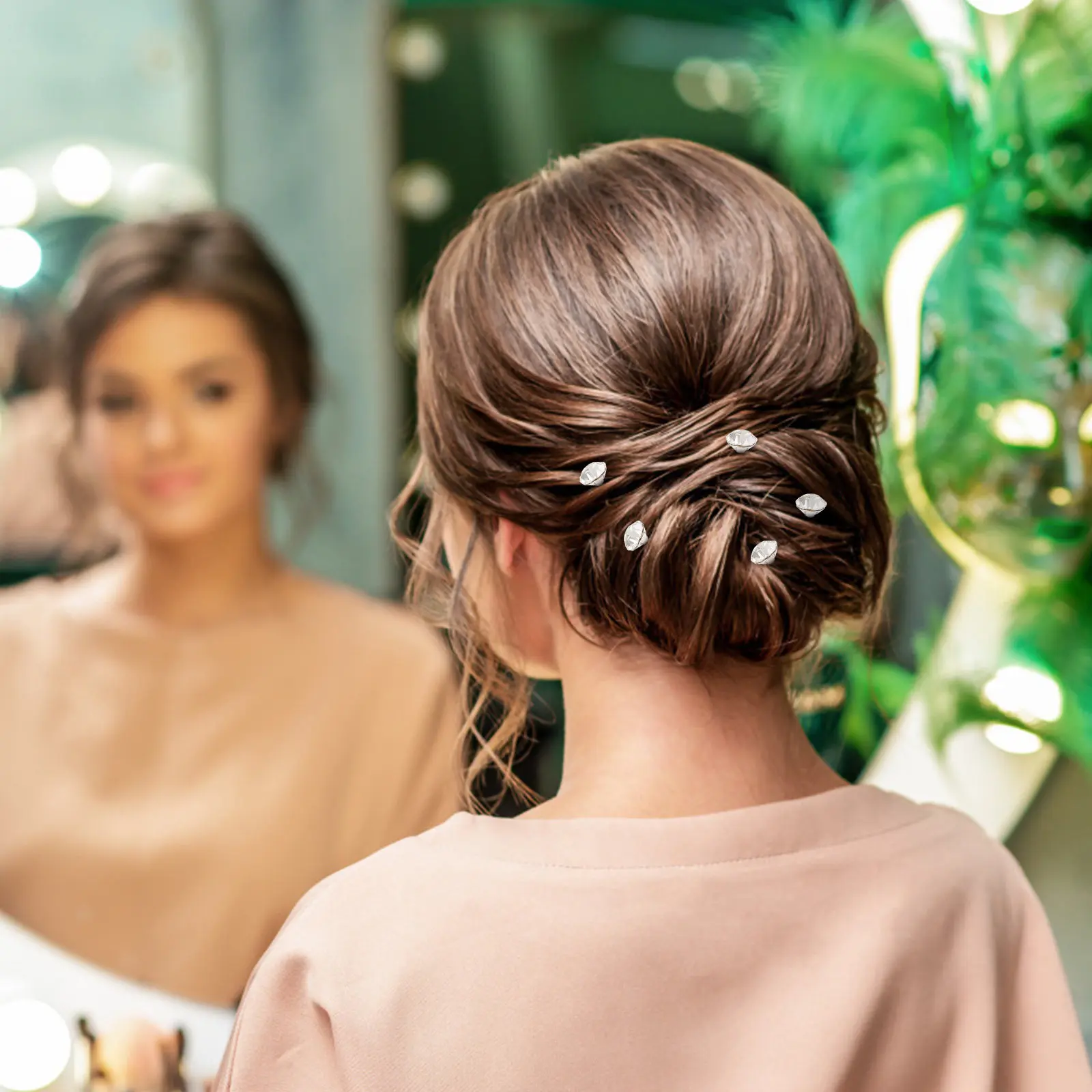 20Pcs U Shape Hairpin Vine Flower Design Hair Stick for French Twist Low Bun Side Sweep Styling Wedding Bridal Party Chignon Pin