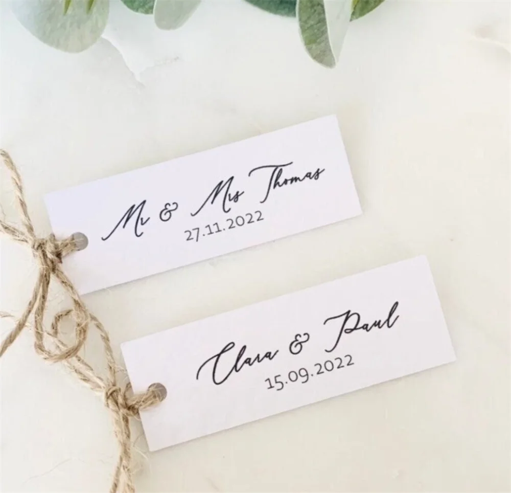 50pcs Modern Wedding Favour Tags with Twine - Wedding Thank You Tags - Monochrome - Minimalist - Simple