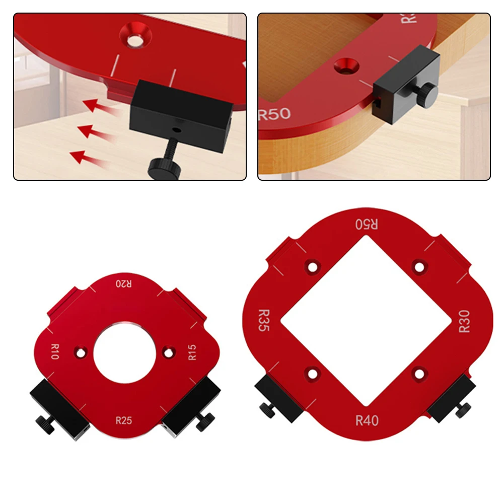 

2pcs Aluminum Alloy Round Corner Radius Template Set Router Table Jig For Woodworking Cutting Aid With Removable Clip