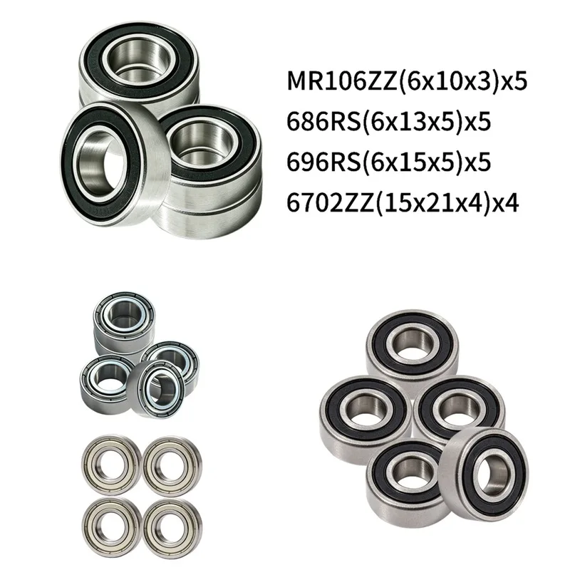 19pcs Sealed Bearing Set for RC Amphibious Vehicle Model Track & Wheel Drive Upgrade Ball Bearings