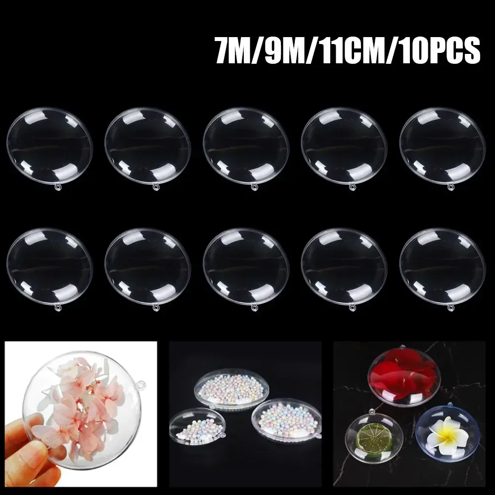 10pcs Christmas Transparent Flat Ball Plastic Clear Baubles Open Ball Candy Gift Box Home Decor For Wedding Christmas 7/9/11cm