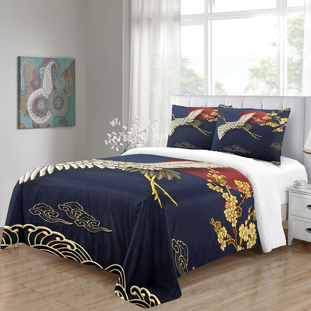 

Japanese Wave Style Design Cherry Blossoms King Queen Twin Full Bedding Sets Single Double Bed Duvet Cover Set and Pillow Cover