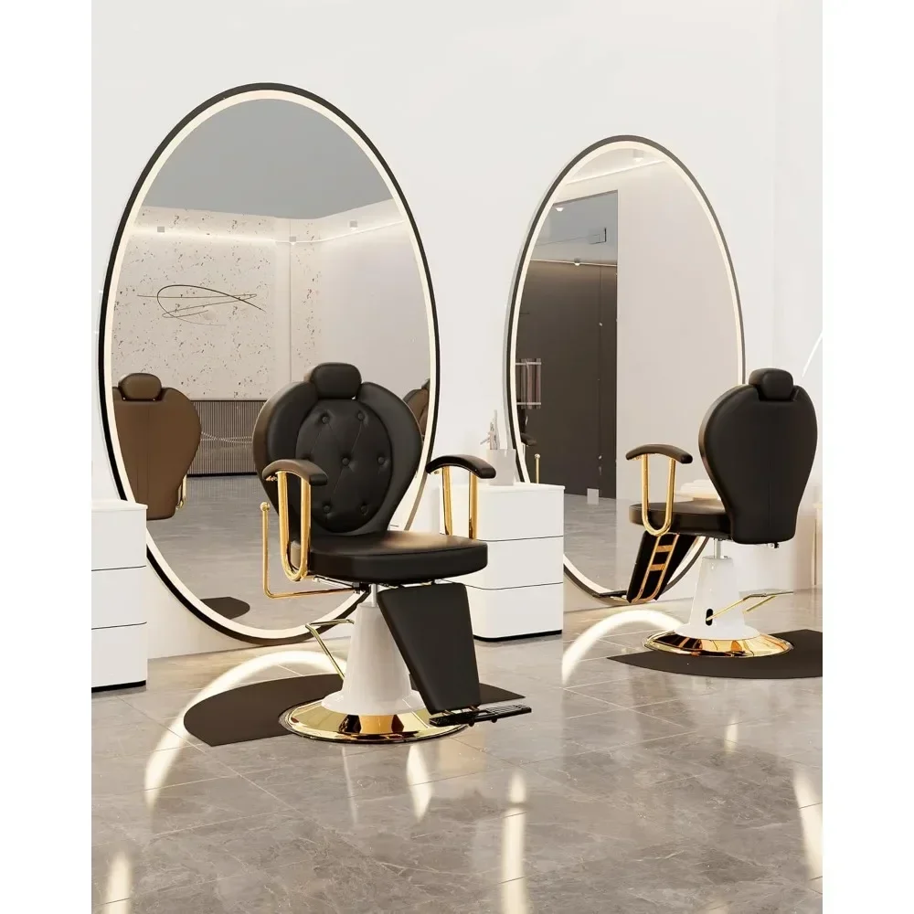 Lounge Chair, Hair Salon Chair, 360 ° Rotating Black Styling Chair with Heavy-duty Hydraulic Pump and Detachable Headrest