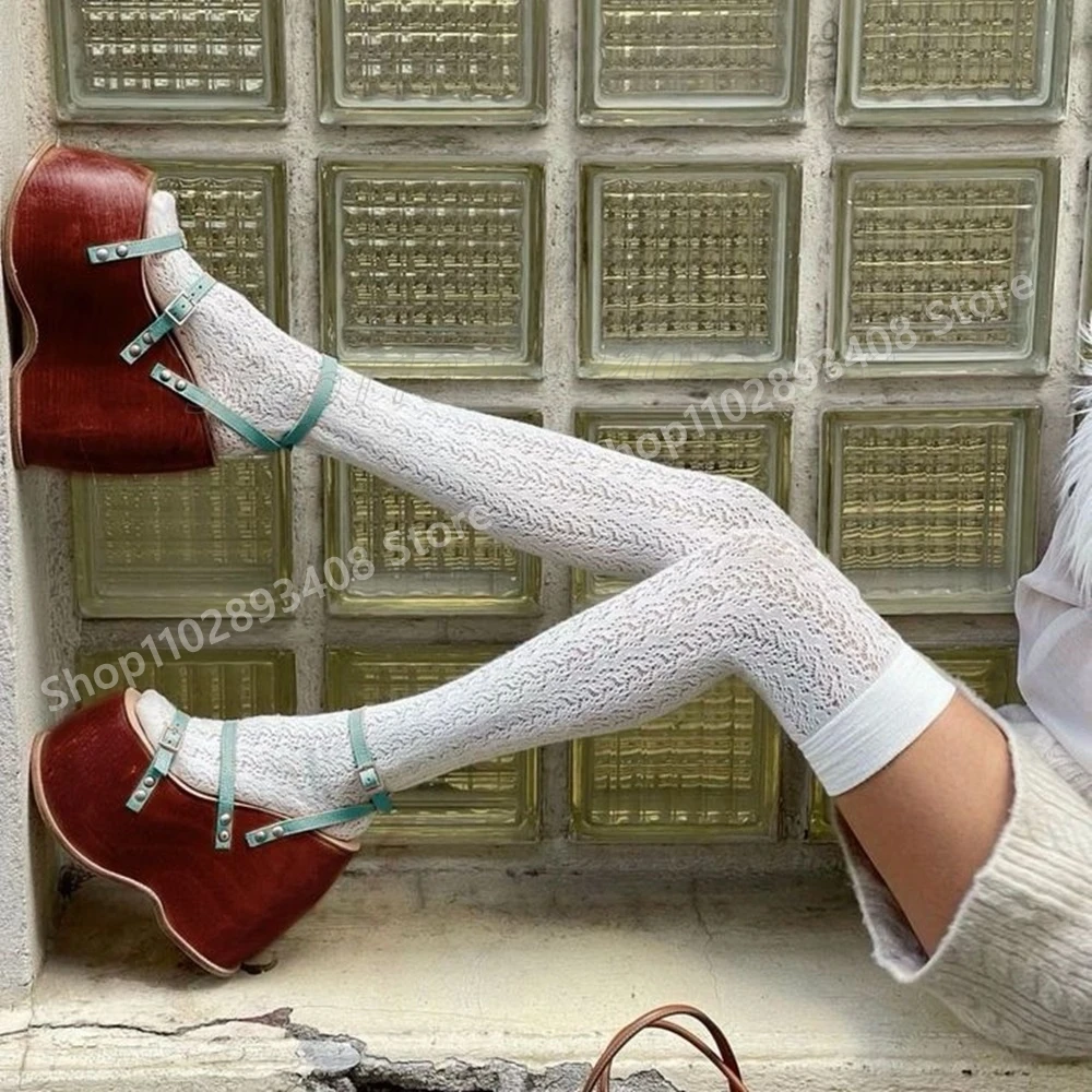 

2025 New Style Thick Soled Sandals Cross Tied Open Toe Platform Fashion Hollow Hot Girls Sexy Women Shoes Summer Para Mujere
