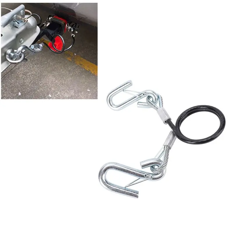A22E-3500Lbs Load Capacity Trailer Safety Cable With 2 Hook Galvanized Iron High Strength For RV