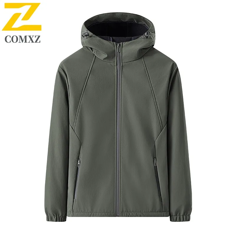 

COMXZ Outdoor Rock Climbing Mens Jacket Classic Hooded Design Durable Motorcycle Jacket Street Style Comfortable Autumn Coats