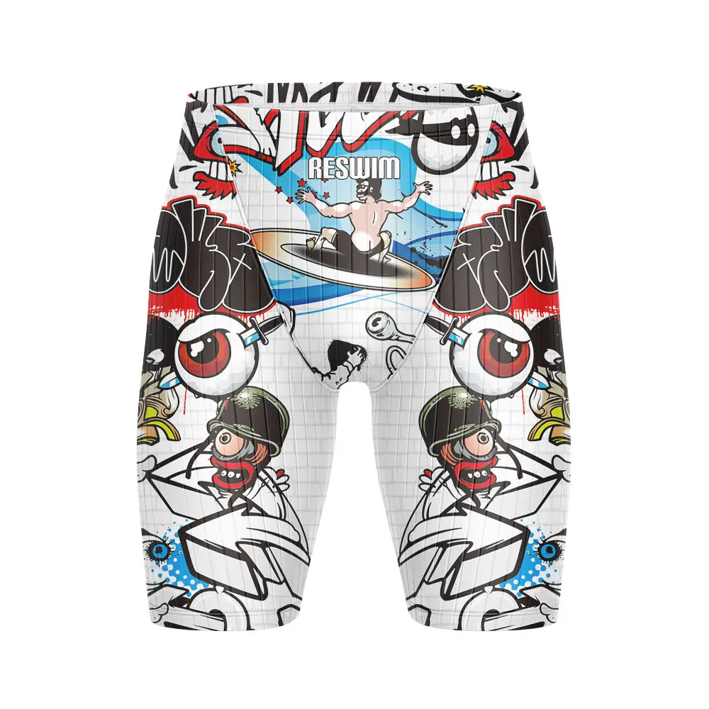 Surf Mens Swim Shorts Beach Trunks Swimming Pants Printing Swimwear Jammer Endurance Athletic Sports Surfing Diving Tight Trunks