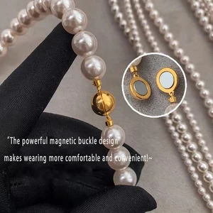 Nachahmung der weißen magnetischen Perle Runde Schnalle Perlen Kette Halskette 2024 Neue Kollaps -Kollaps eleganter Schmuck für Frauen 8 Hauptverkaufskette Imam - №4