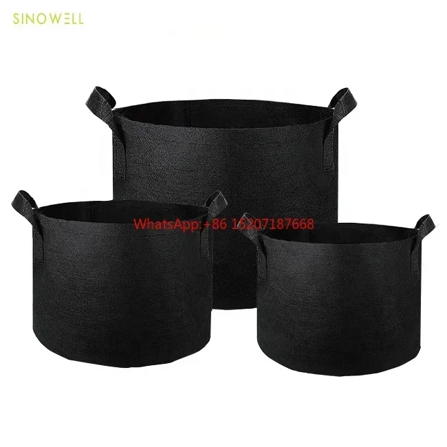 Factory Wholesale Price Cheap 1/ 2 / 3 / 5 / 7 / 10 / 15 / 20 / 25 / 30 / 45 Gallon Felt Fabric Pot Grow Bag for trees or flower