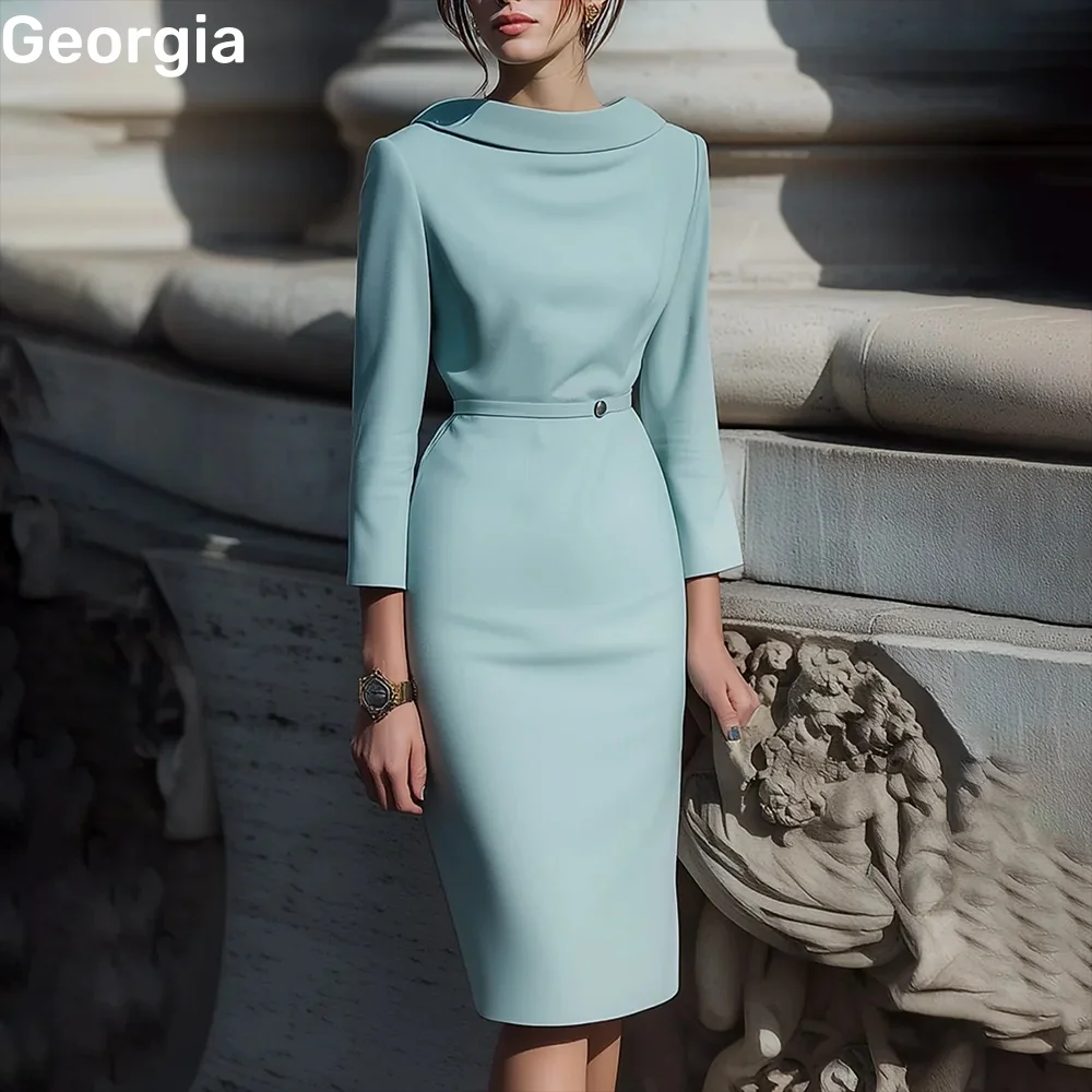 

Свадебное платье на заказ, элегантное вечернее платье длиной до колена с овальным вырезом для женщин, платья на молнии с длинными рукавами, Vestidos