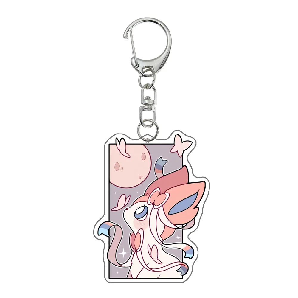 Pokemon Anime Cartoon Eevee Sylveon Espeon Umbreon Glaceon Jolteon Vaporeon Leafeon Acrylic Key Chain Pendant Decoration Gift