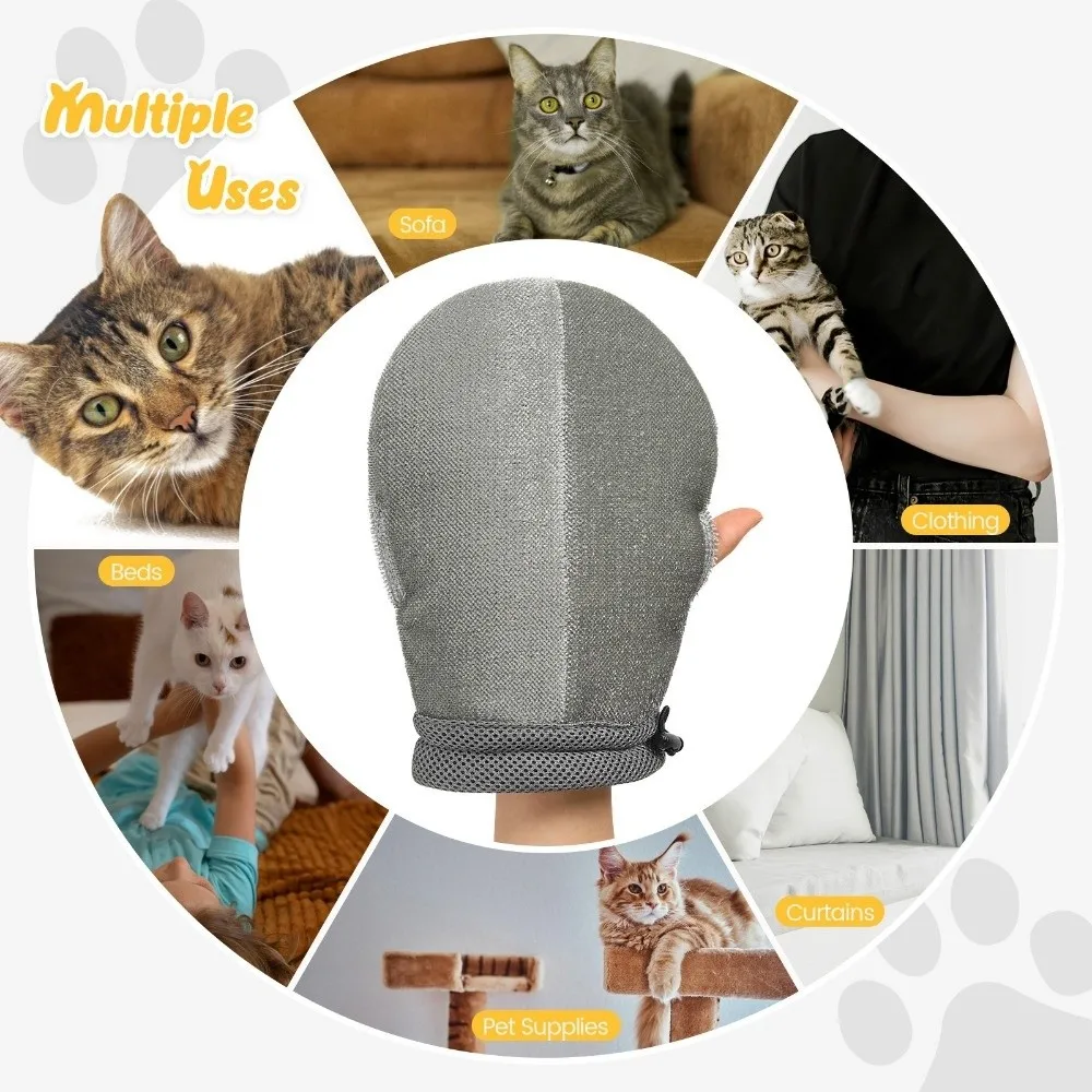 

Double-sided Pet Hair Removal Glove Soft Effective Cat Grooming Gloves Anti-Slip Thumb Opening Design Pet Detangling Mittens