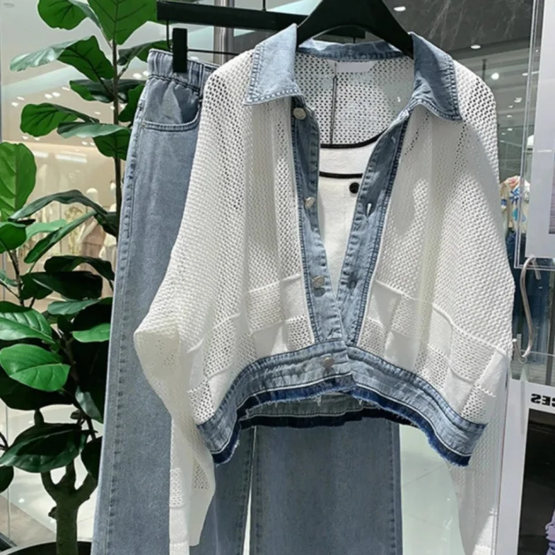 

2025 New good-looking fashion small fragrance style stitching denim cut dress Korean casual loose jacket women