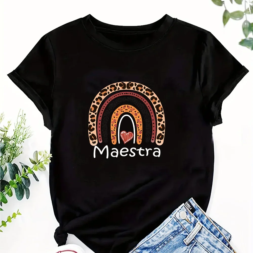 Maestra Shirt for Teachers Cute Teacher Appreciation Gift Spanish Teacher Short Sleeve Shirts Back To School Clothes