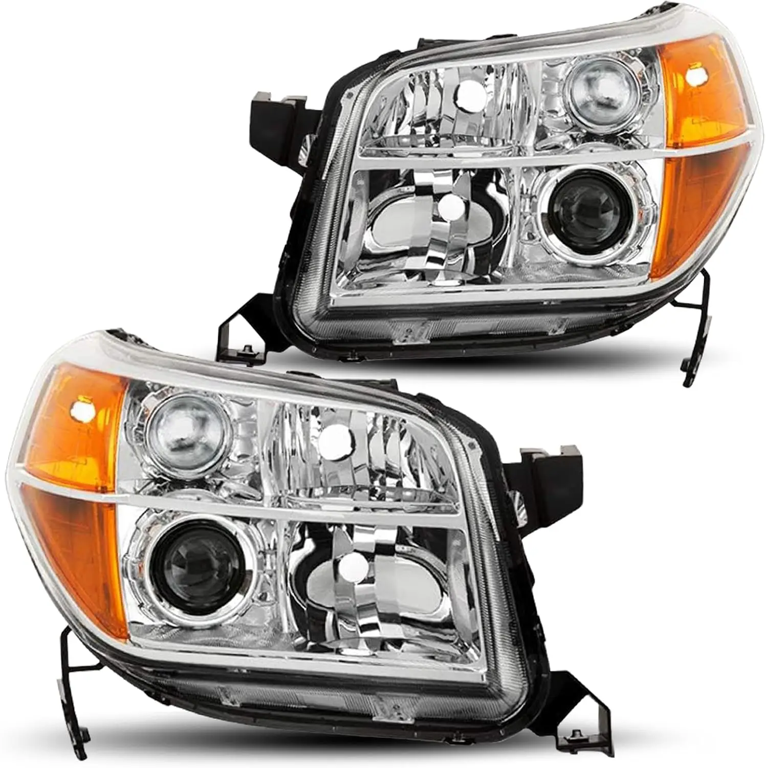 

Headlight Assembly Pair Replacement for 2006 2007 2008 Honda Pilot Front Headlamp Chrome Housing with Amber Reflector (Driver &