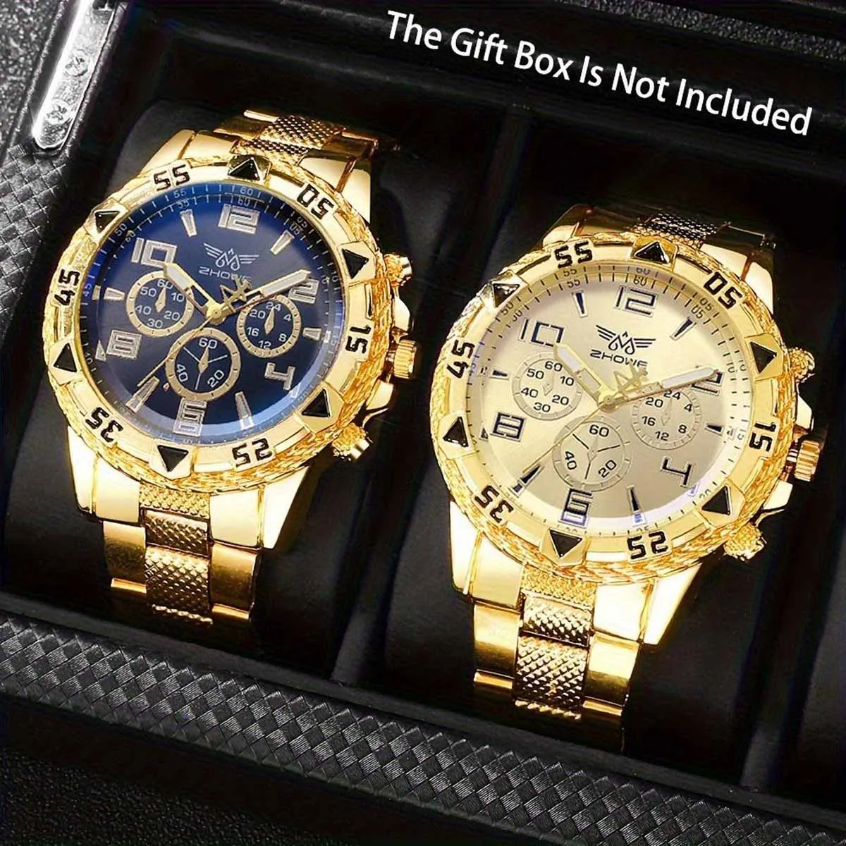 Juego de 2 relojes de negocios para hombre, relojes de cuarzo con esfera árabe y correa de acero (sin caja)