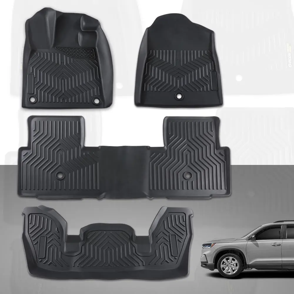 Floor Mats Fit for Honda Pilot 2023-2024 TPE All Weather Full Cover Protection 4 Piece Black