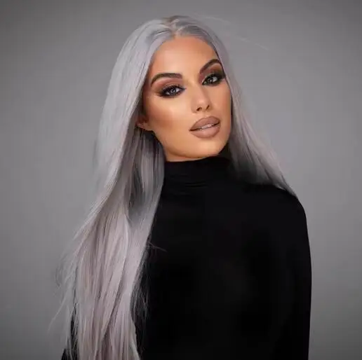 

Silver Gray Long Straight Wig In The Natural Heat-Resistant Synthetic Wig Women Wear A Full Head Cover For Daily Gatherings