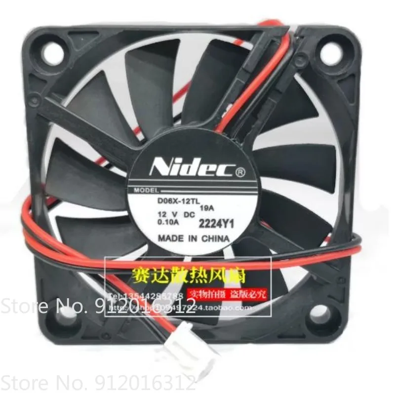 New Cooler Fan for NIDEC 6010 12V 0.10A D06X-12TL Dual Ball Bearing Cooling Fan 60 * 60 * 10MM