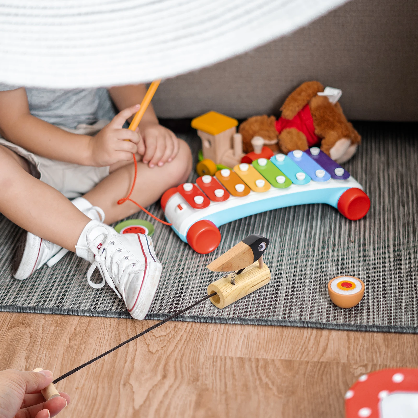 

Cartoon Woodpecker Shaped High-Quality Wooden Percussion Instrument For -Friendly Durable Sound Barrel Musical Baby