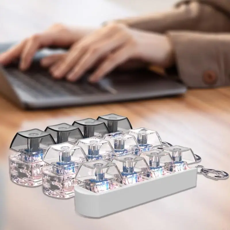 

Q1JC LED Light Up Клавиатура Нажатия Toy 4key Keycap Tester CoolChain для облегчения тревоги