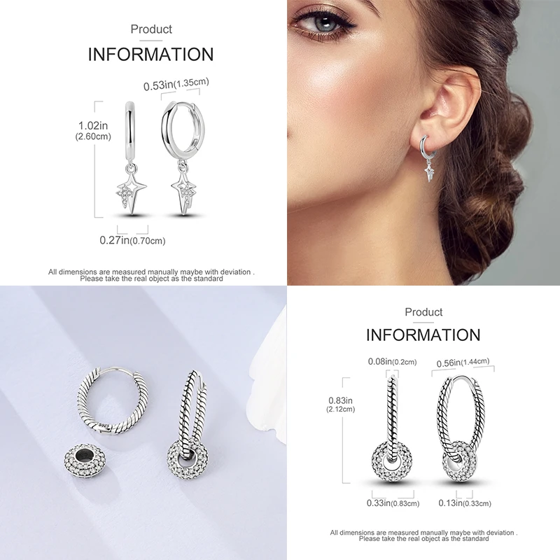 Original 925 Sterling Silver Eardrop Earrings Simple Snake Bone Pattern Hoop Earrings For Women Wedding Birthday Gift