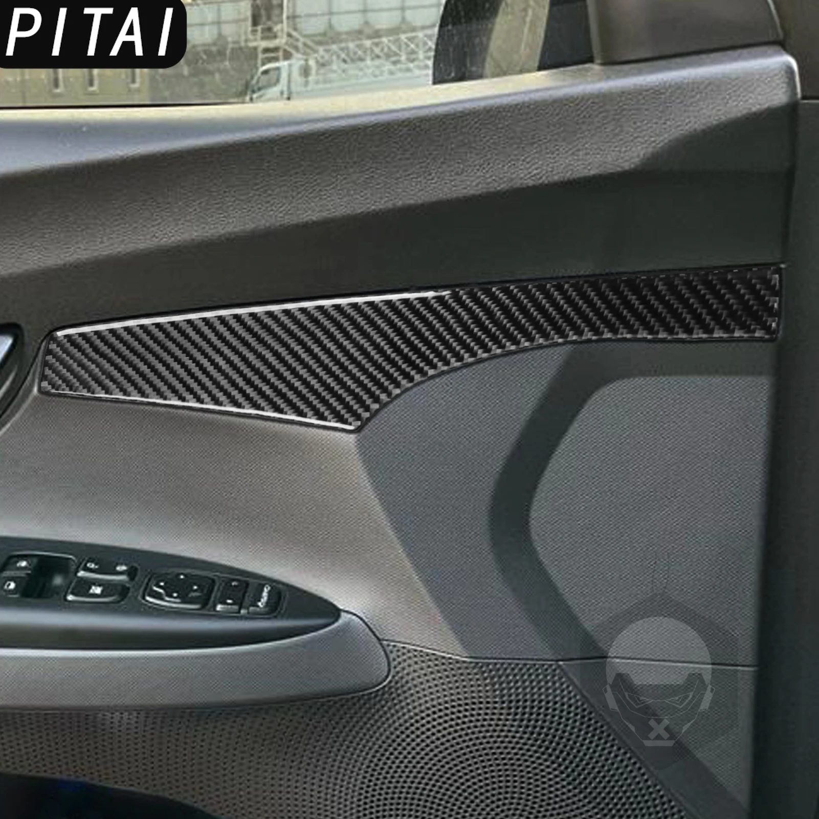 For Hyundai Veloster 2019-2023 Real Carbon Fiber Interior Door Panel Trim Strips Car Interior Decorative Accessories Sticker