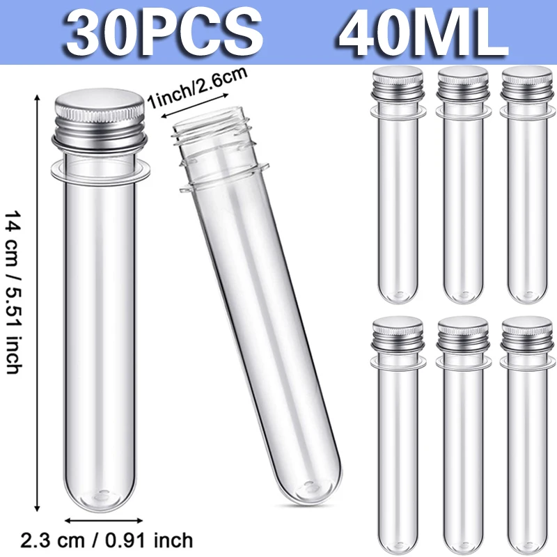 

30 шт. пробирок, 40 мл прозрачные пластиковые пробирки с винтовыми крышками, 23x140 мм трубка для образцов, научная спецификация, Gumball,Candy, соли для ванны
