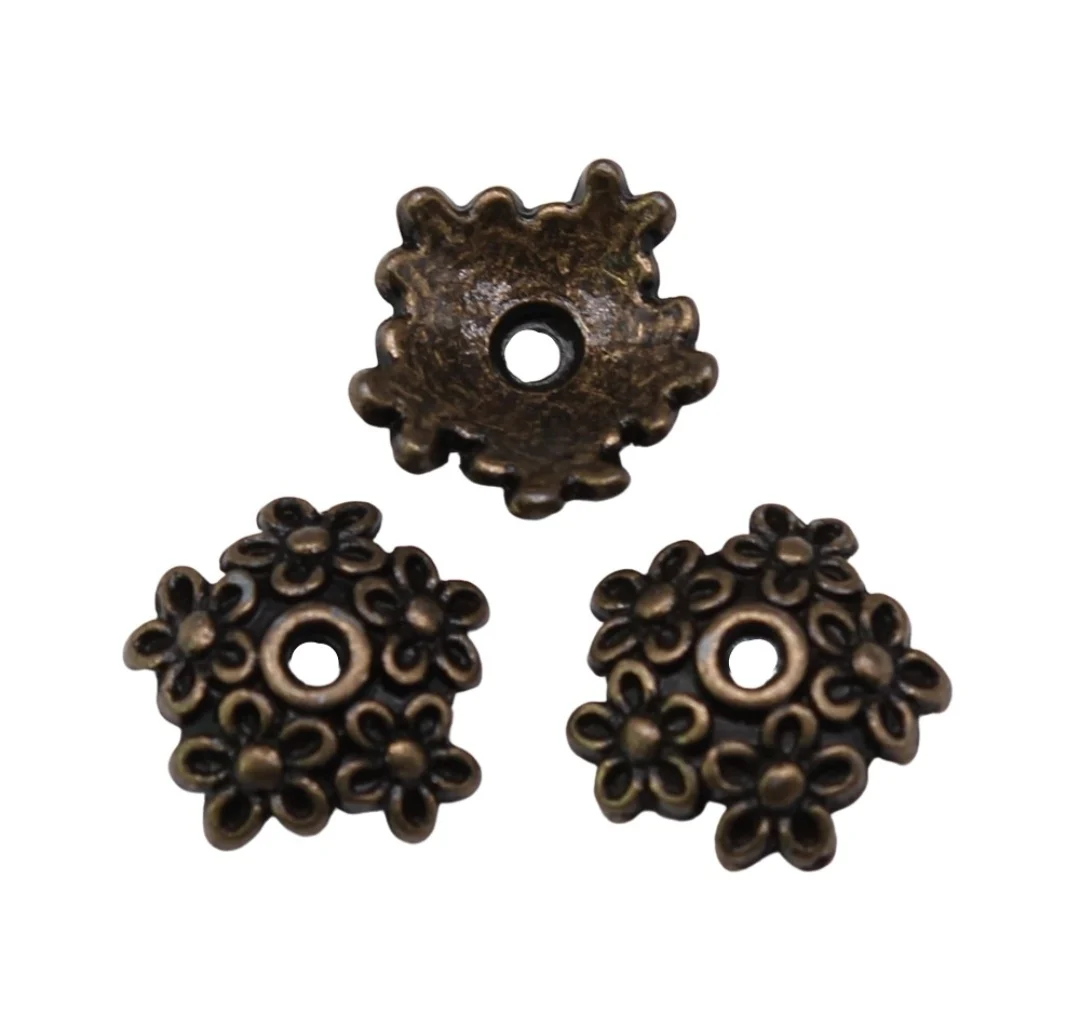 

50pcs 11x11x4mm Zinc alloy metal tibetan silver,antiqued bronze,antiqued gold plated bead caps T0844 for jewelry making