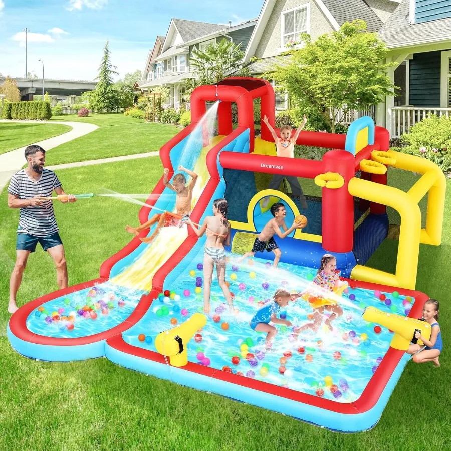 Inflatable Bounce House Water Slides 15FTx11.5FT Extra Large Waterslide Jumping Castle with Swimming Pool Water Slides Water Ca