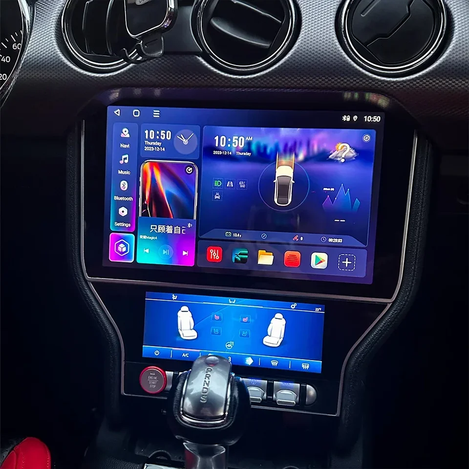 ل فورد موستانج S550 2014-2021 أندرويد 13 8G256G الوسائط المتعددة مشغل ديفيدي Carplay نظام تحديد المواقع والملاحة شاشة تعمل باللمس راديو السيارة