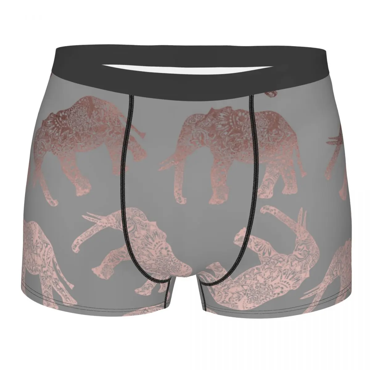 Novelty Boxer Modern Rose Gold Grey Elephant Shorts Panties Men Underwear Breathable Underpants for Homme S-XXL