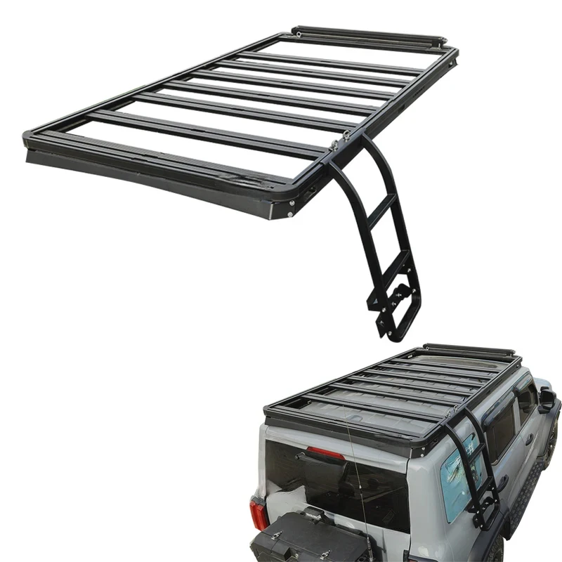 Factory Directly Black Powder Coating Aluminum Roof Rack Lage Cargo Cer with Ladder TK300 TK400