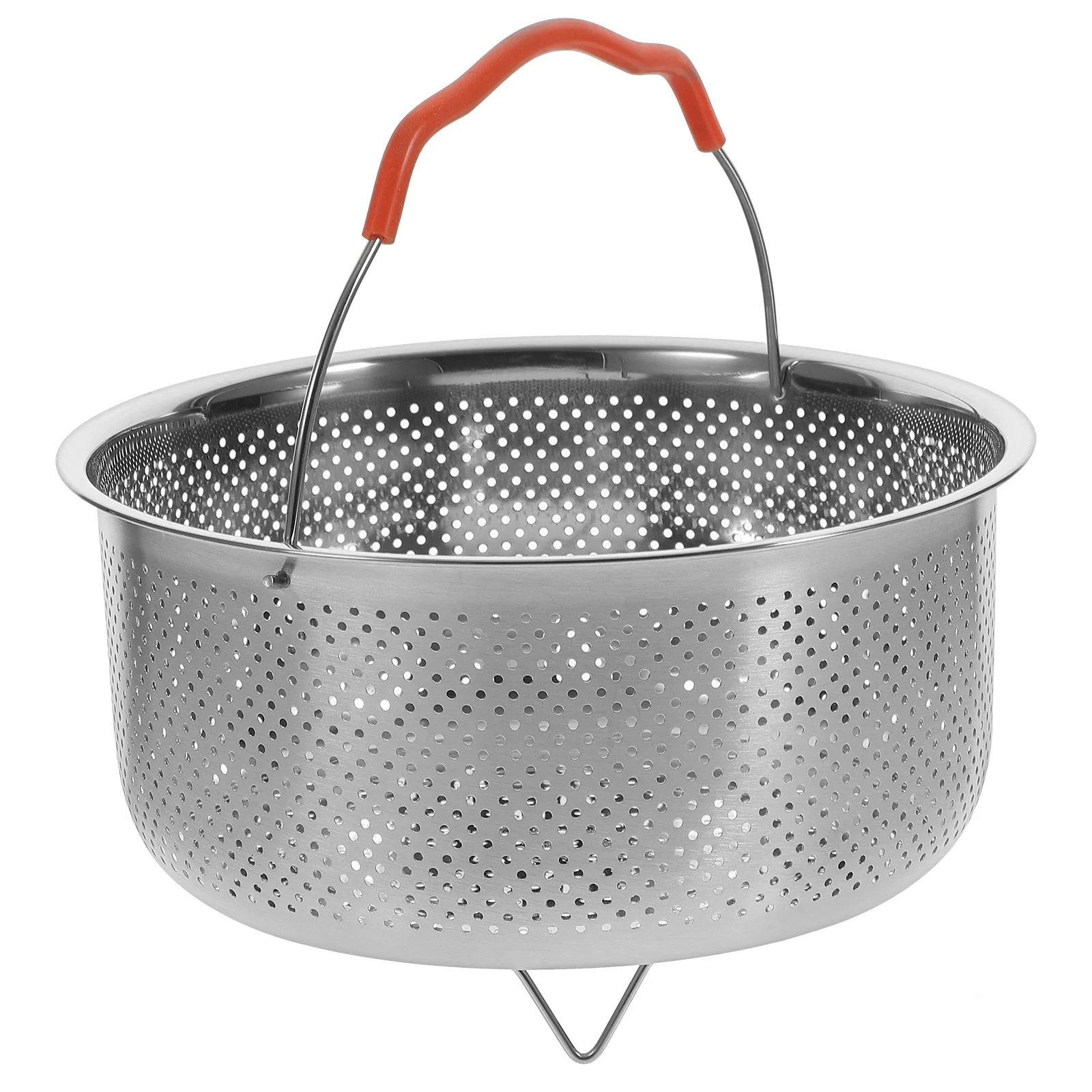 

Heavy Duty Steaming Basket with Handle Fine Holes Design Fast Even Heating Reusable Metal Food Steamer for Ramen Pasta Soup