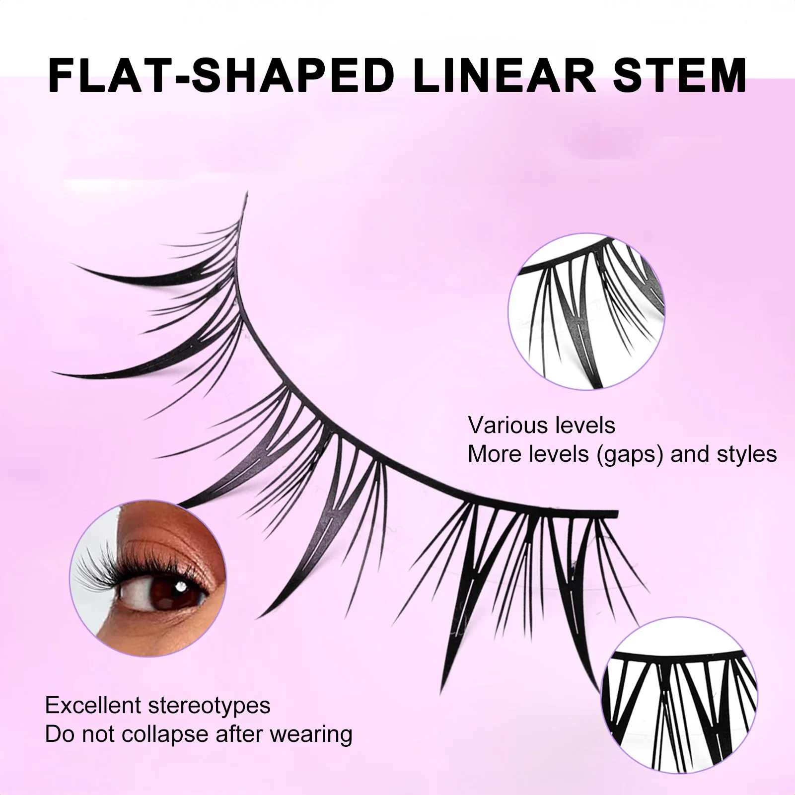 10 Paar gefälschte Wimpern, Anime-Wimpern, flauschige Wimpernverlängerung, natürliches tägliches Make-up, Manga-Wimpern, schwarzes Band, falsche Wimpern