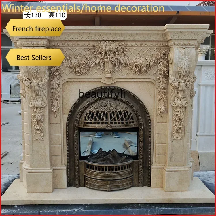 A95 Marble mantel European carved living room ornament natural marble stone fireplace