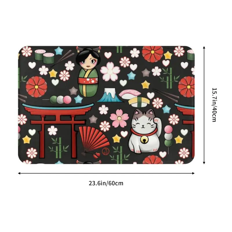 Personalizzato Kawaii Maneki Neko Lucky Cat zerbino antiscivolo ingresso bagno cucina pavimento zerbino giapponese Geisha arte giardino tappeto tappeto