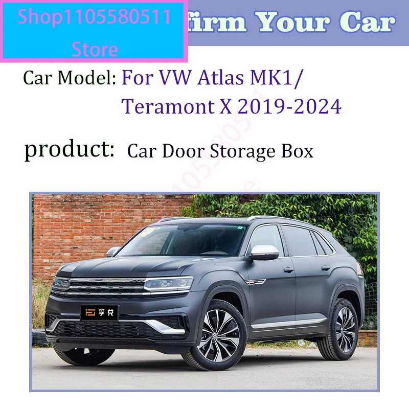 Auto Door Slot Storage Box For Volkswagen VW Atlas Accessories MK1 Teramont X 2019-2024 Storage Covers Interior Stowing Tidying
