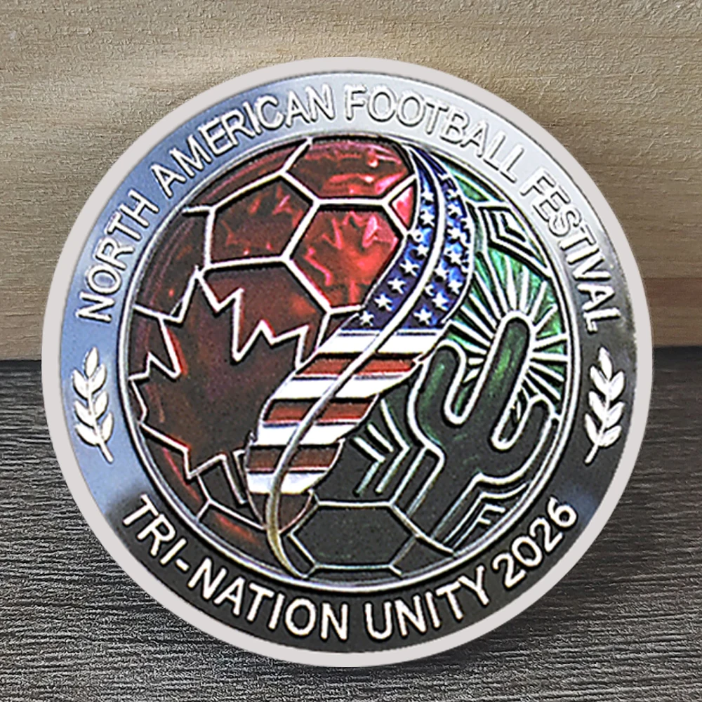 2026 North American Football Festival Commemorative Coin Global Glory Soccer Challenge Coin Sports Collectible Souvenir Gift