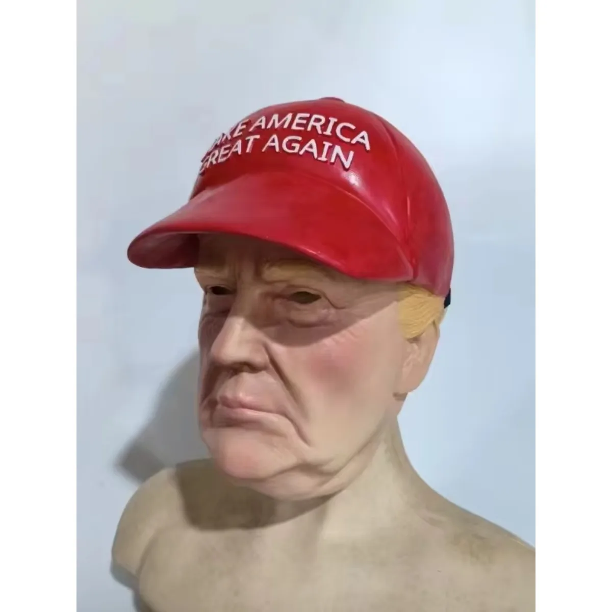 Red Trump Latex Mask for Men and Women, Baseball Cap, Halloween Role Play, Costume Wear, Classic Logo, Christmas